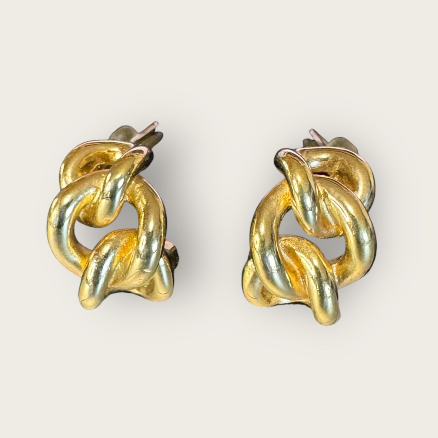 Vintage Christian Dior Couture Gold-Tone Twisted Rope Clip-On Earrings – Signed Designer Jewelry