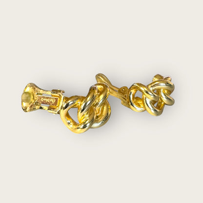Vintage Christian Dior Couture Gold-Tone Twisted Rope Clip-On Earrings – Signed Designer Jewelry