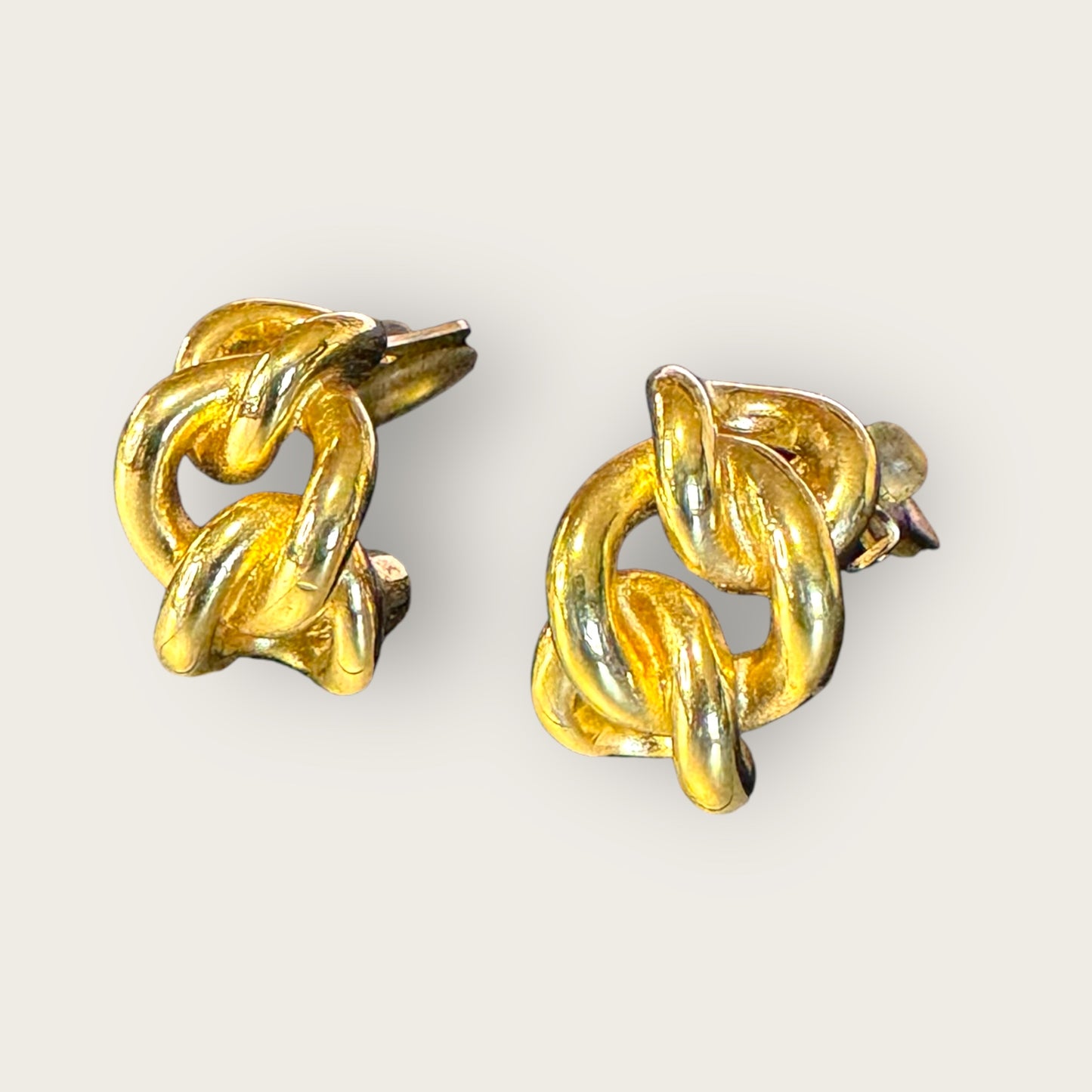 Vintage Christian Dior Couture Gold-Tone Twisted Rope Clip-On Earrings – Signed Designer Jewelry