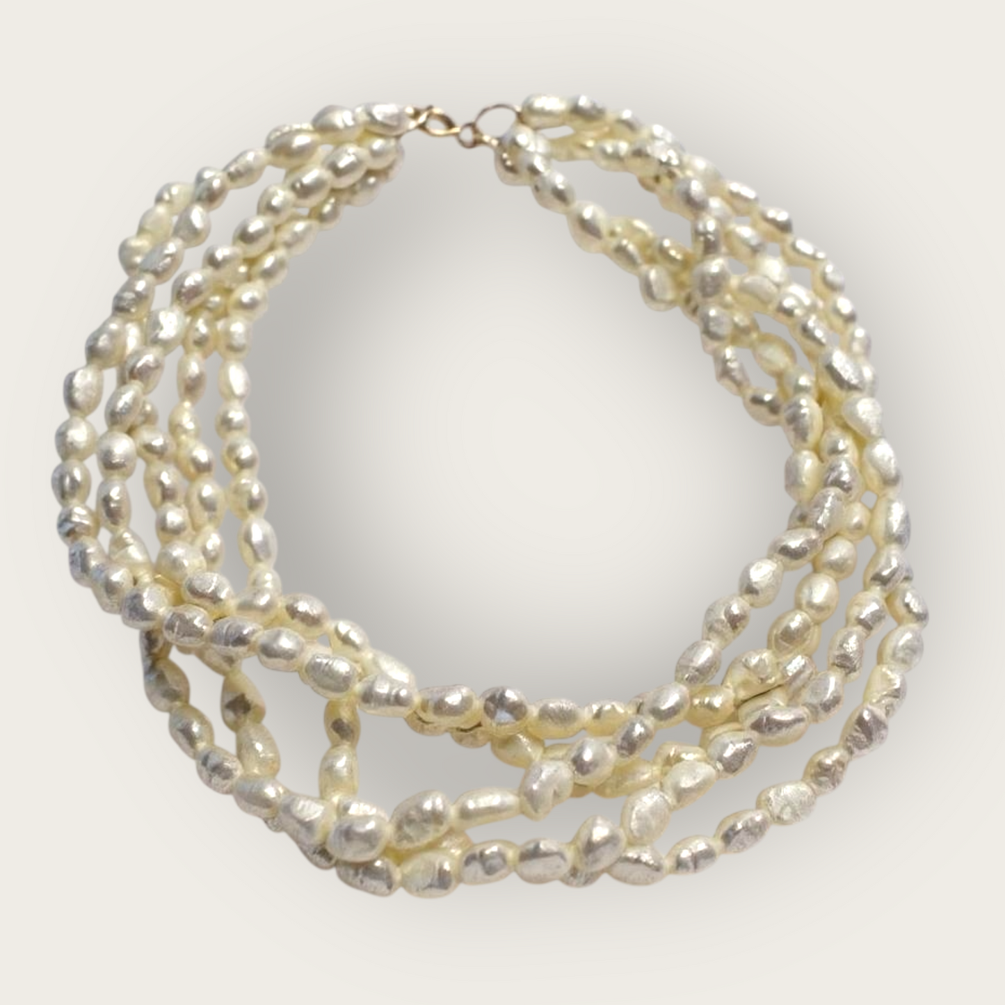 Vintage Five-Strand Freshwater Pearl Bracelet with 14K Gold-Filled Signed Clasp – 7.25 Inches