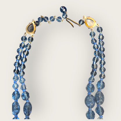 Vintage West Germany Slate Blue Glass Bead Double-Strand Necklace