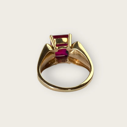 Vintage 10k Yellow Gold Ruby and Diamond Ring – Estate Fine Jewelry, Size 5.75