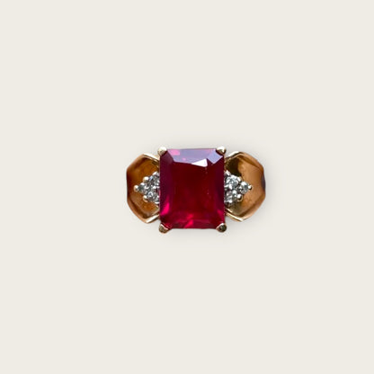 Vintage 10k Yellow Gold Ruby and Diamond Ring – Estate Fine Jewelry, Size 5.75