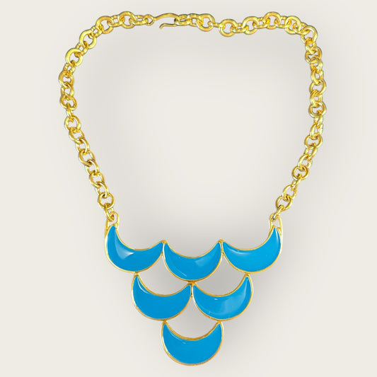 Vintage Monet Turquoise Enamel Statement Necklace, 1980s–1990s Signed
