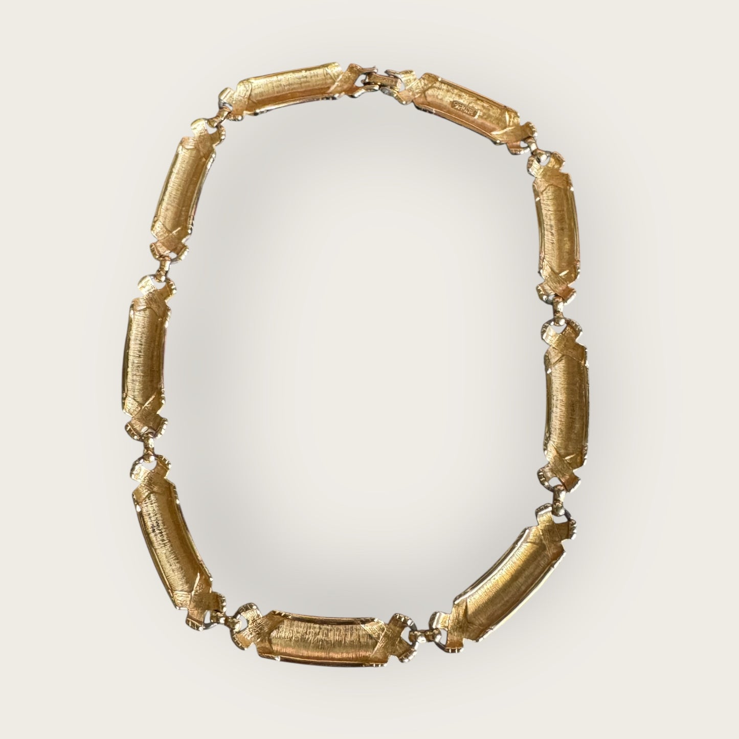 Vintage Red Enamel & Gold X Link Choker – Articulated Statement Necklace