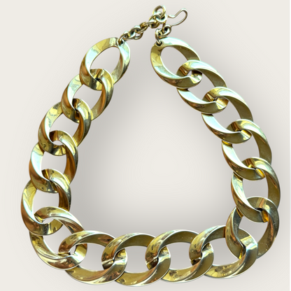 Vintage Monet Chunky Gold-Tone Link Necklace – Bold Runway Statement Chain, Signed