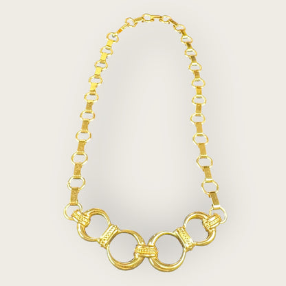 Vintage Monet Gold-Plated Link Statement Necklace – 1980s Bold Couture Style