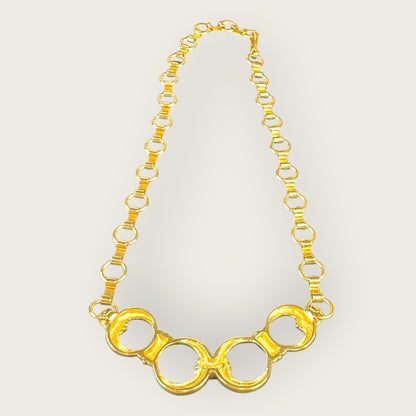 Vintage Monet Gold-Plated Link Statement Necklace – 1980s Bold Couture Style