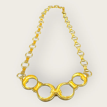 Vintage Monet Gold-Plated Link Statement Necklace – 1980s Bold Couture Style