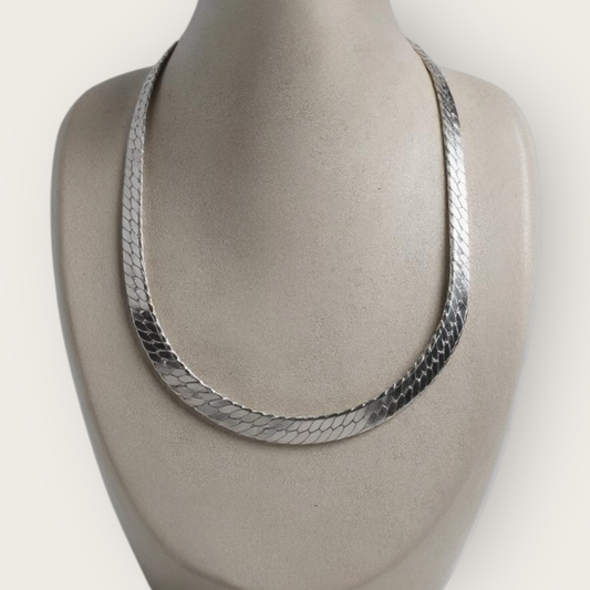 Vintage Napier Herringbone Necklace with Original Tag – Thick Silver-Tone Statement, 18” Patent Pending