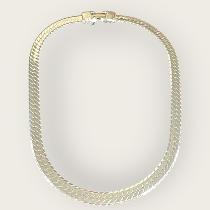 Vintage Napier Herringbone Necklace with Original Tag – Thick Silver-Tone Statement, 18” Patent Pending