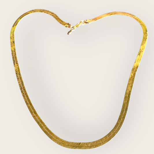 Vintage Monet Gold-Tone Herringbone Chain Necklace – 16 Inches