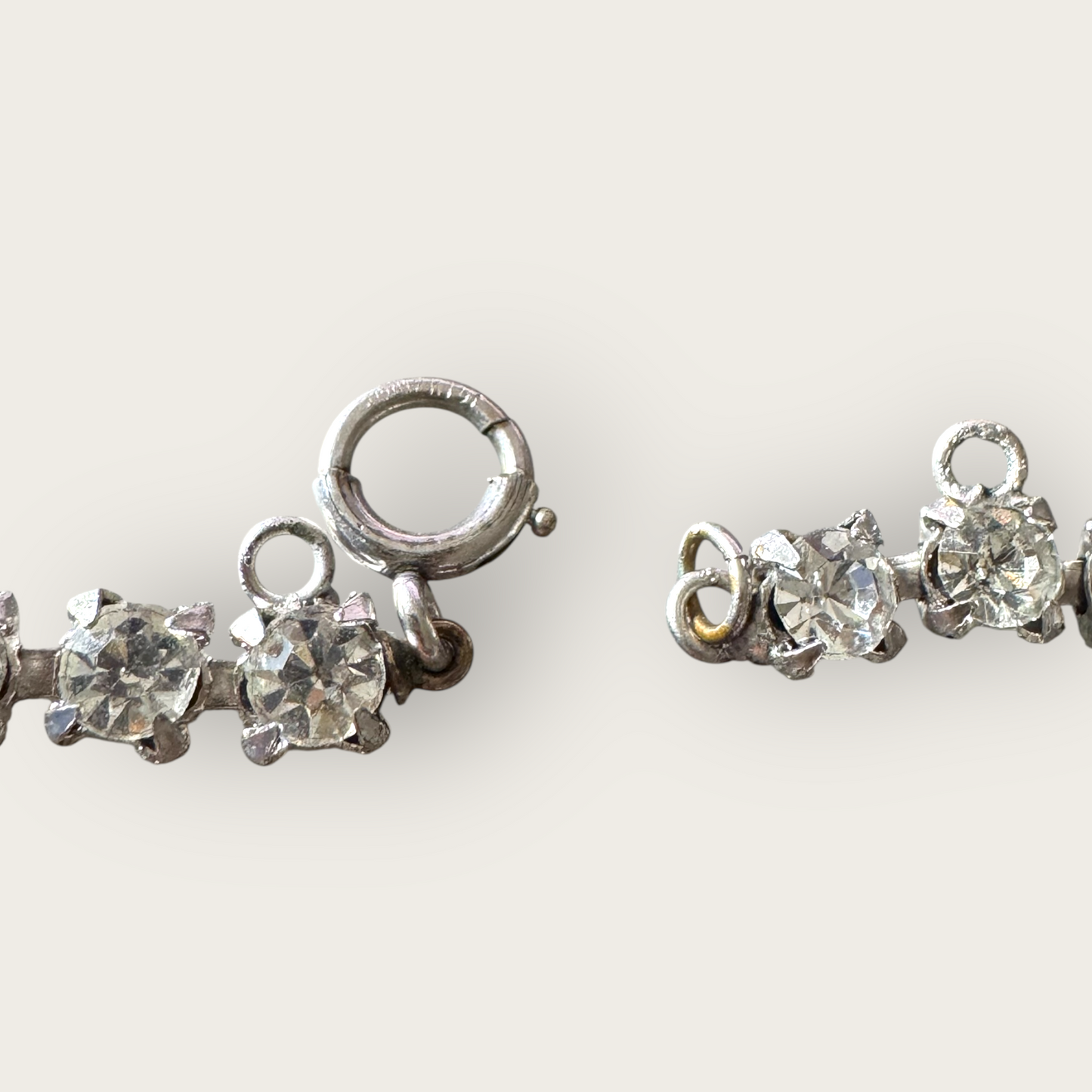 Vintage Mid-Century Rhinestone Choker Necklace – Rectangular Step-Cut Dangles, Signed 1/20 12K GF
