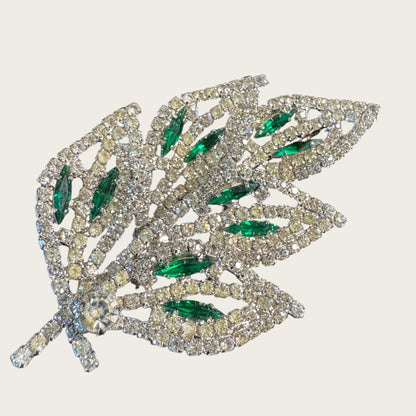 Signed Weiss Emerald Green Navette Rhinestone Parure | Necklace, Bracelet & Brooch | Mid-Century Collector’s Masterpiece | Private Collection