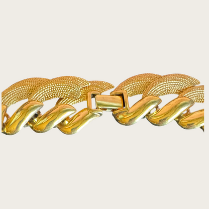 Vintage Napier Patent Pending Runway Necklace – Heavy Gold-Tone Articulated Statement Chain