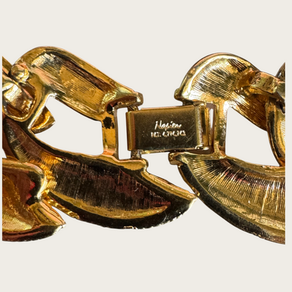 Vintage Napier Patent Pending Runway Necklace – Heavy Gold-Tone Articulated Statement Chain