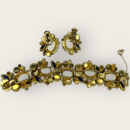 Juliana D&E Blue Gold Splatter Easter Egg Cabochon Bracelet & Earrings | Book Piece | Private Collection