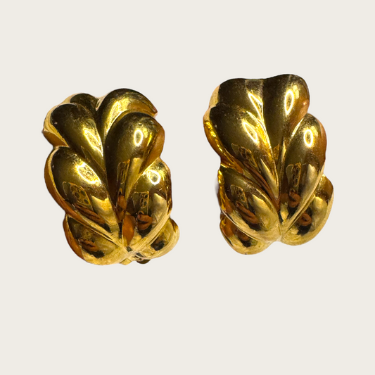 Vintage Joan Rivers Braided Gold-Tone Clip-On Earrings | Bold 90s Statement Jewelry