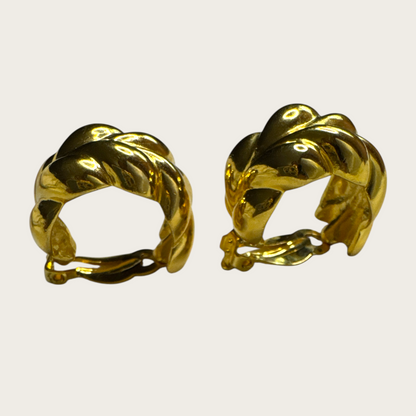 Vintage Joan Rivers Braided Gold-Tone Clip-On Earrings | Bold 90s Statement Jewelry