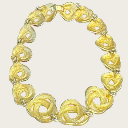 Vintage 1980s–90s Red Enamel Swirl Knot Necklace & Bracelet Set – Designer Quality Statement Jewelry