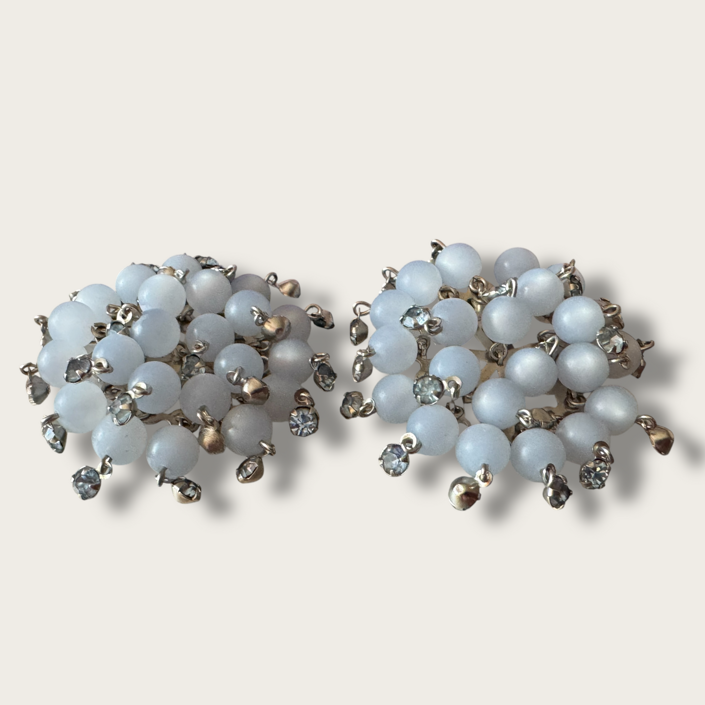 Vintage Powder Blue Cha-Cha Necklace, Bracelet & Earrings Set | 1950s Rhinestone Demi Parure