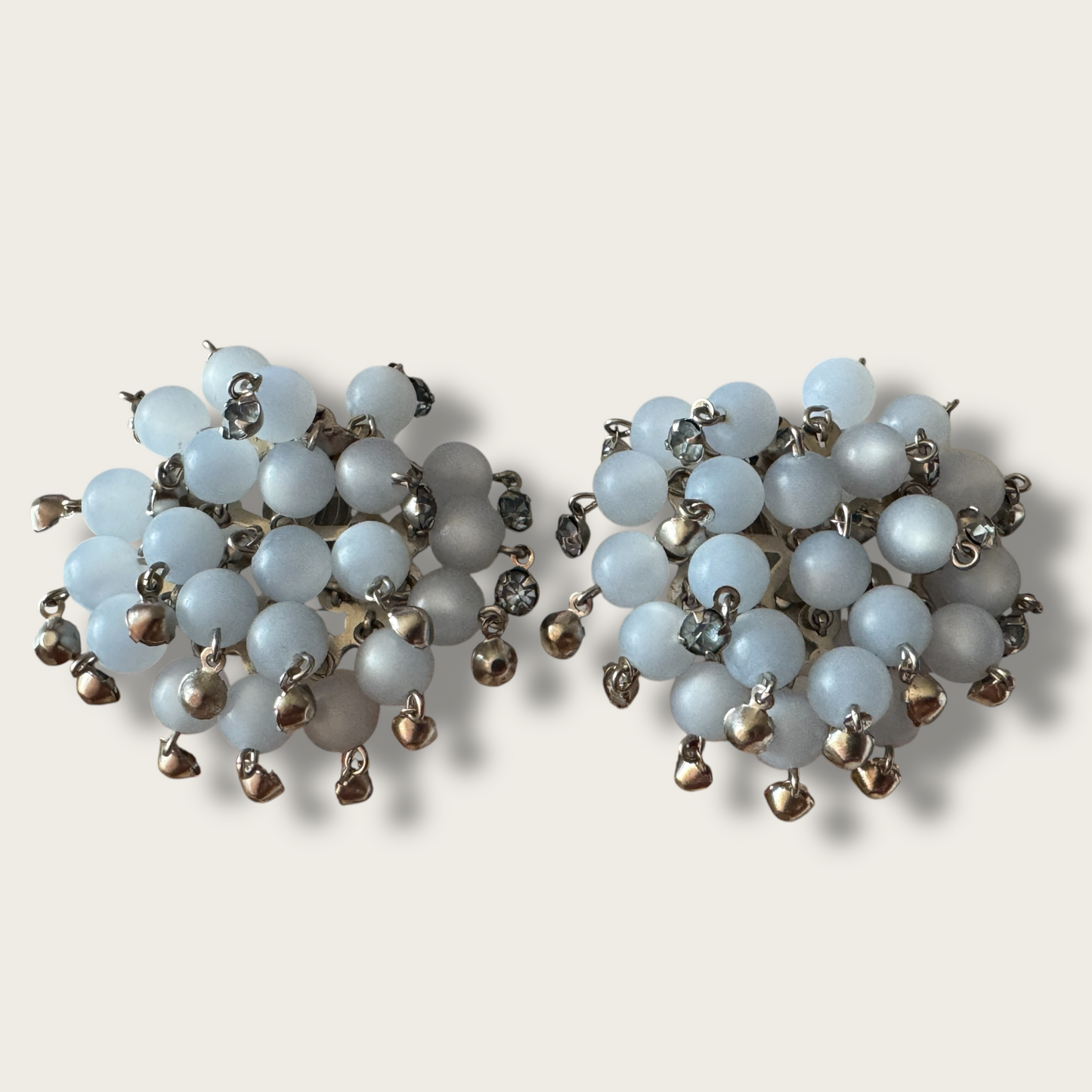 Vintage Powder Blue Cha-Cha Necklace, Bracelet & Earrings Set | 1950s Rhinestone Demi Parure