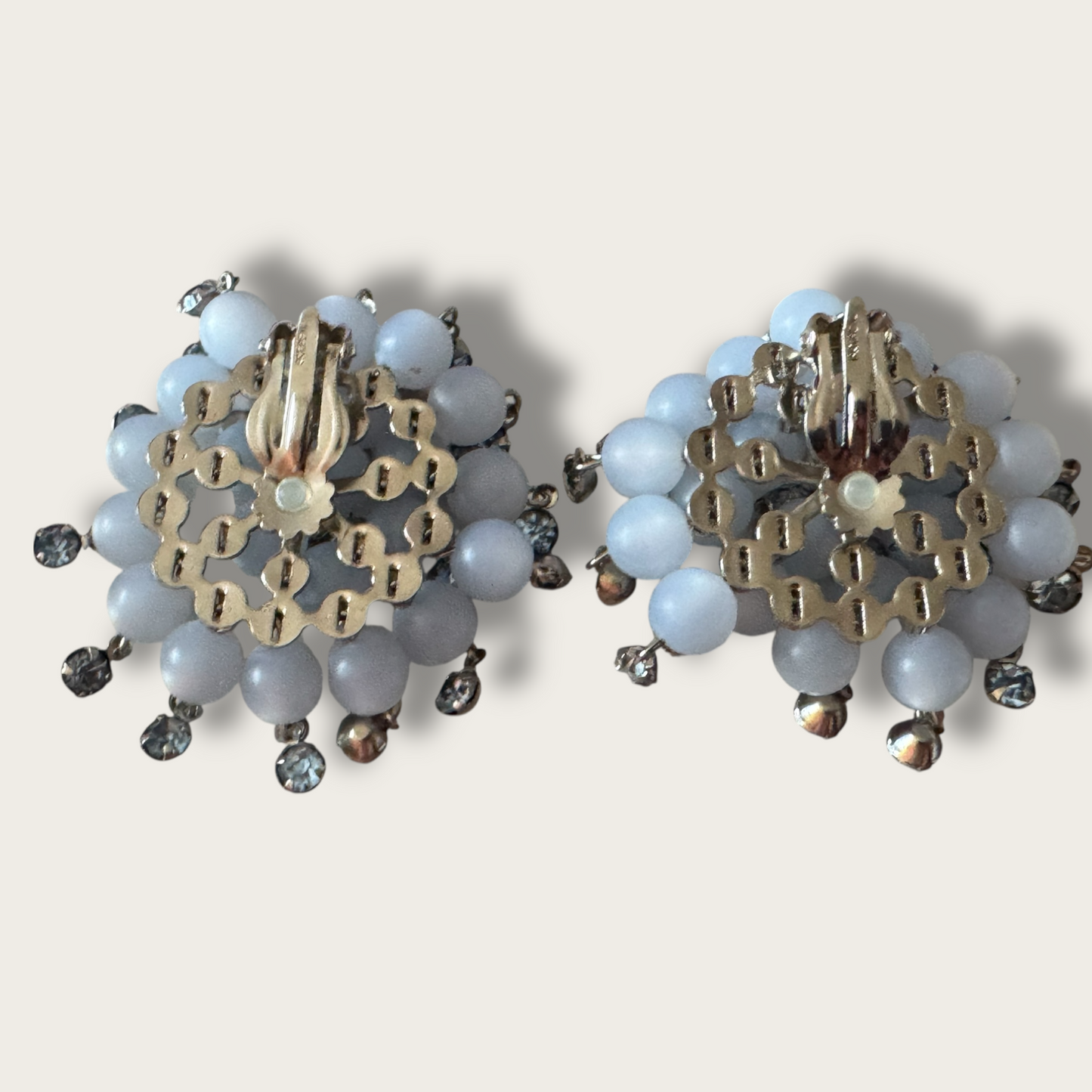 Vintage Powder Blue Cha-Cha Necklace, Bracelet & Earrings Set | 1950s Rhinestone Demi Parure