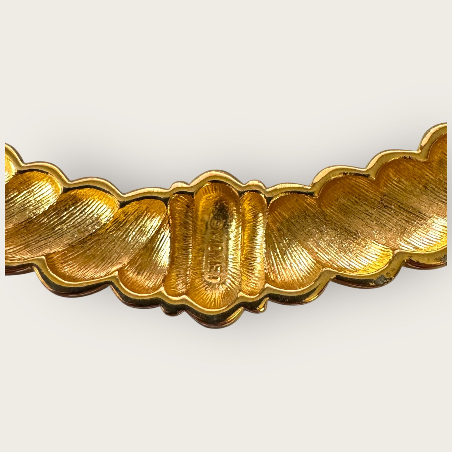 Vintage Signed Monet Gold-Tone Sculpted Bar Necklace – Twisted Rope Chain Statement Piece