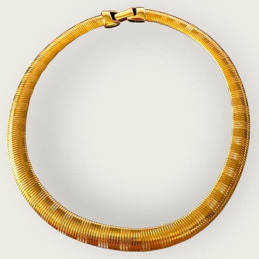 Vintage Napier Textured Omega Collar Necklace – Gold-Tone Patent Pending Design