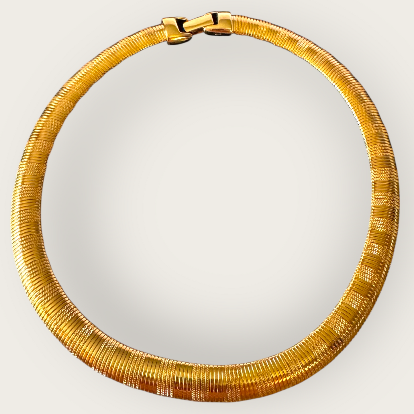 Vintage Napier Textured Omega Collar Necklace – Gold-Tone Patent Pending Design