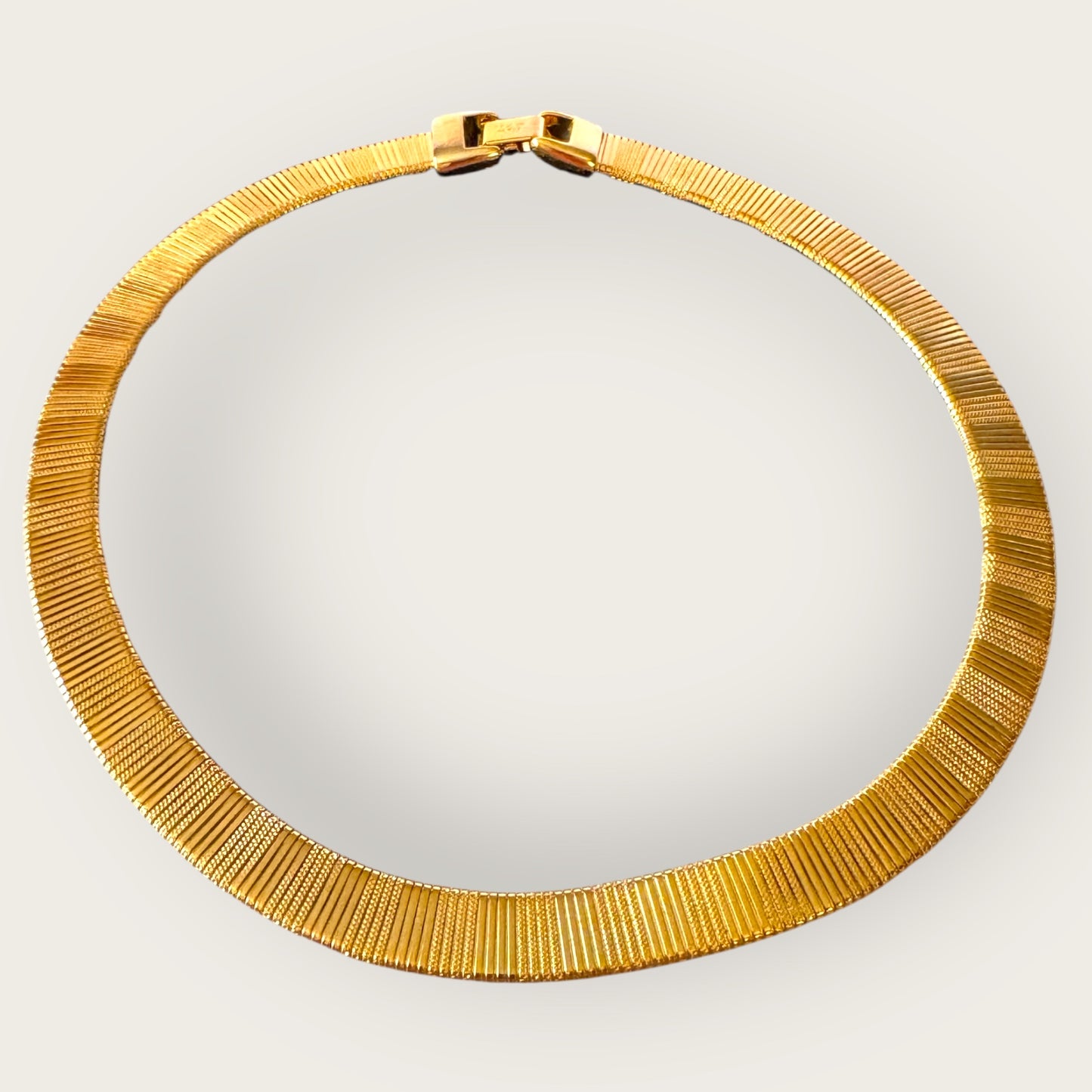Vintage Napier Textured Omega Collar Necklace – Gold-Tone Patent Pending Design