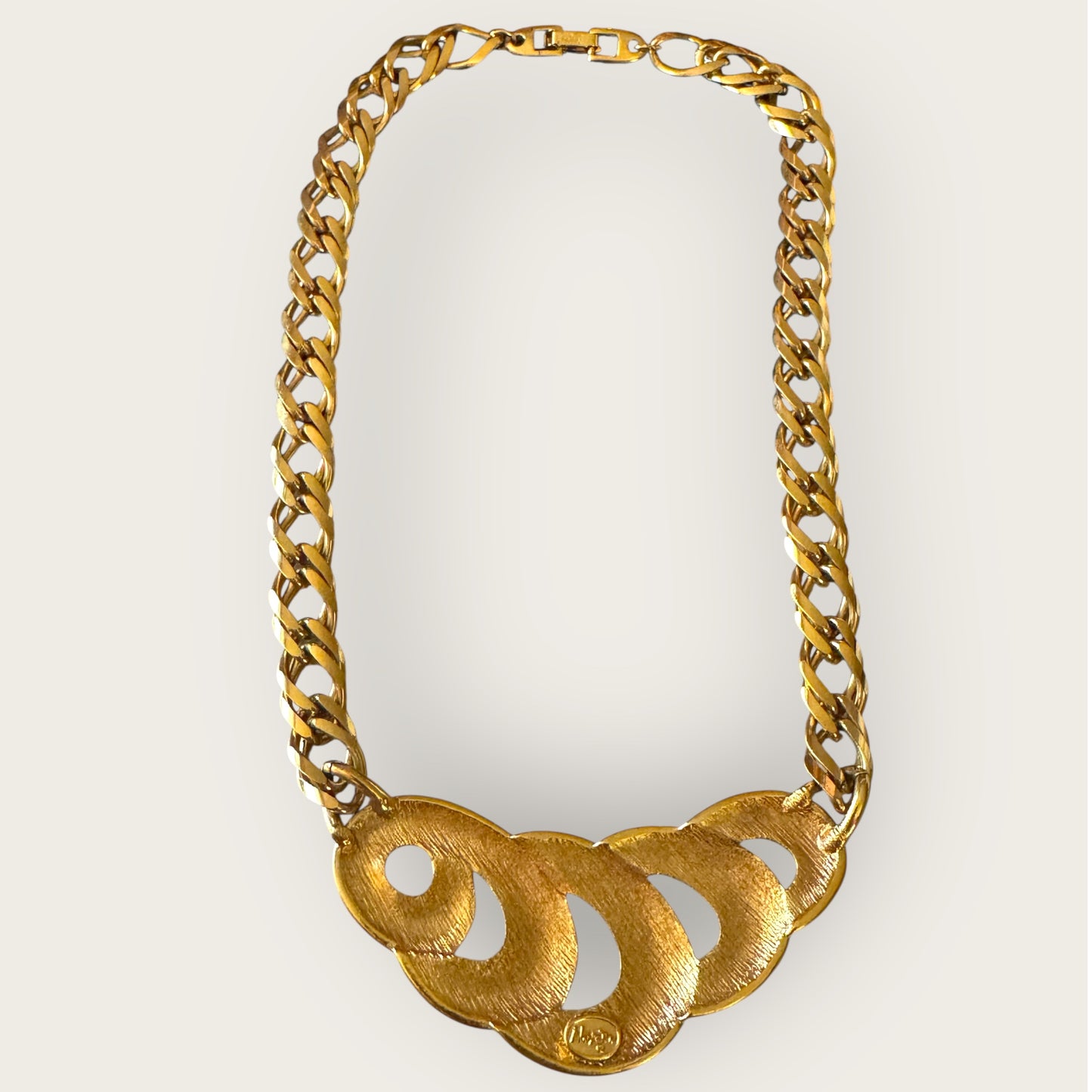 Vintage Napier Patent Pending Two-Tone Enamel Swirl Necklace – 1980s Statement Jewelry