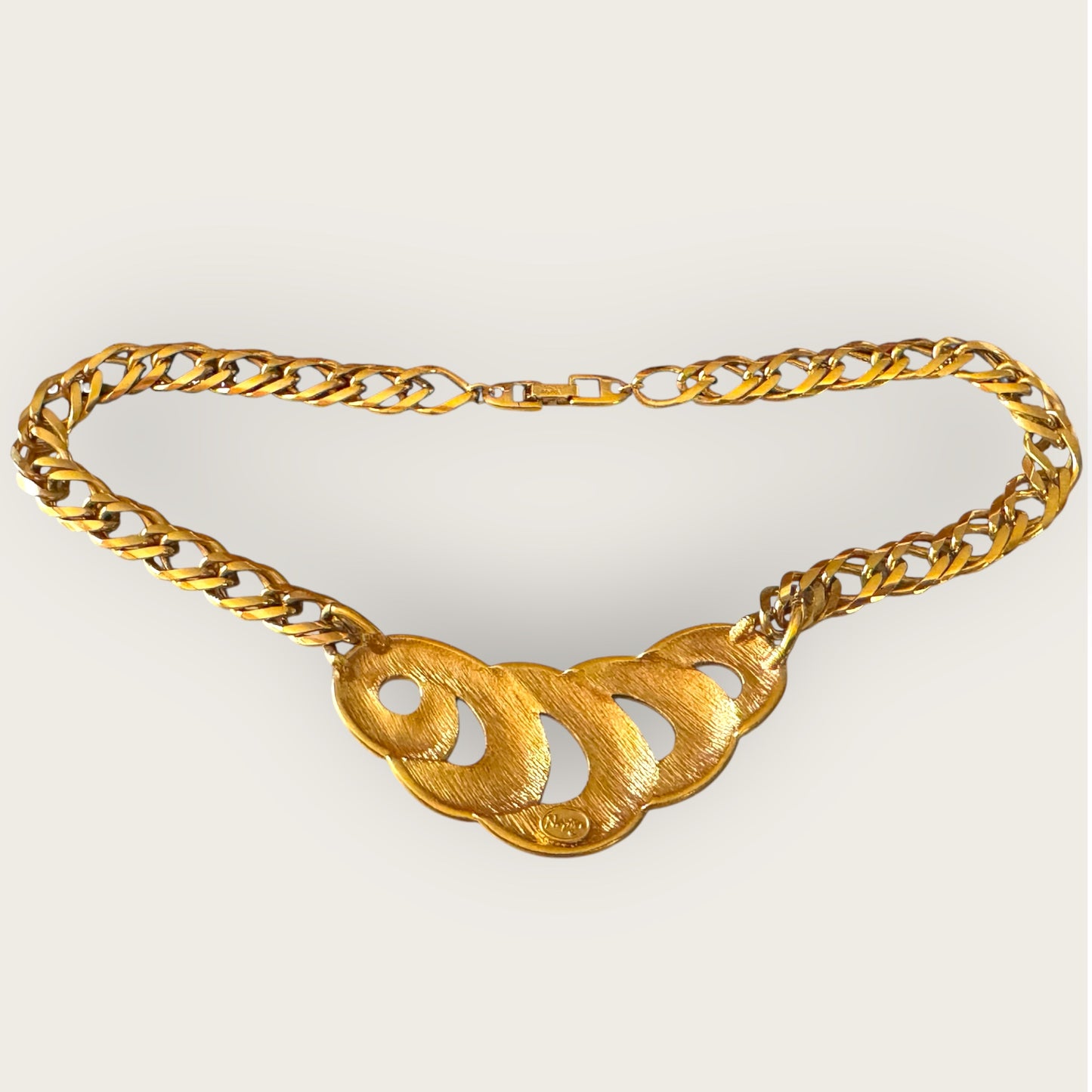 Vintage Napier Patent Pending Two-Tone Enamel Swirl Necklace – 1980s Statement Jewelry