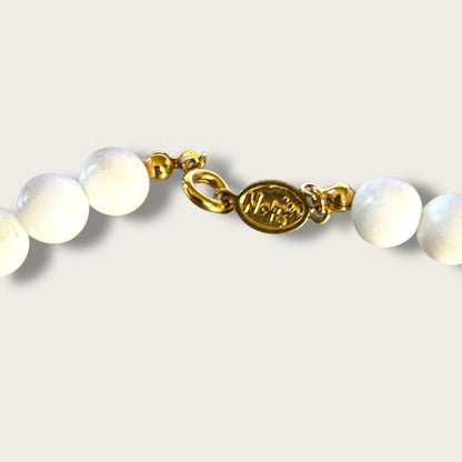 Vintage Napier White Lucite Statement Necklace with Gold-Tone Accents – 1980s Modernist Design