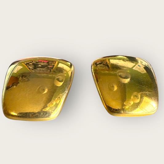 Vintage Anne Klein Gold-Tone Geometric Statement Earrings – Chunky Signed Post Backs, 1980s Power Chic