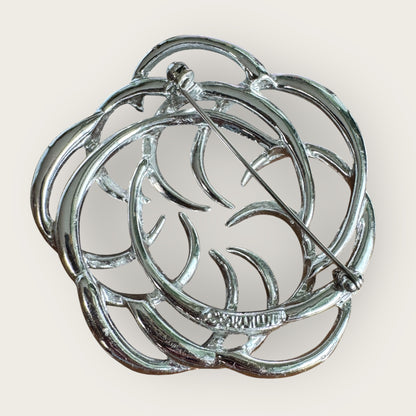Vintage Sarah Coventry Silver Textured Swirl Brooch – Signed Mid-Century Modern Statement, 2.5”