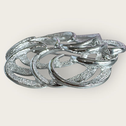 Vintage Sarah Coventry Silver Textured Swirl Brooch – Signed Mid-Century Modern Statement, 2.5”