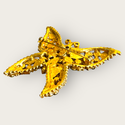 Signed Weiss Vintage Green Butterfly Brooch with Uranium Glass – Heavy Gold Tone Statement Pin | Private Collection