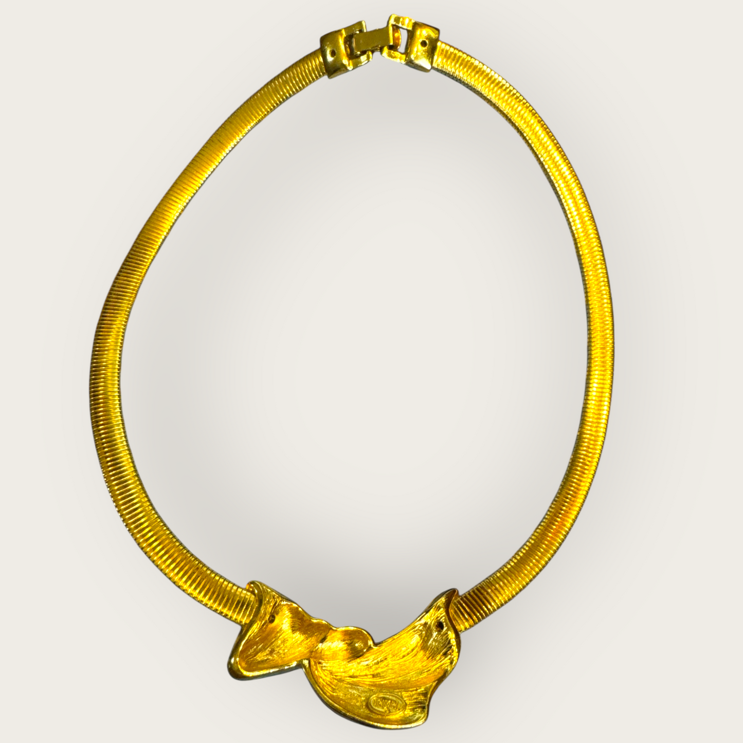 Signed Trifari Sculptural Omega Collar Necklace | Vintage Modernist Statement Jewelry