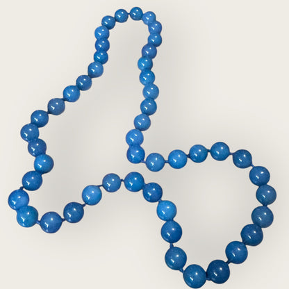 Vintage Cal Sydney Necklace – 12.4mm Polished Beads, 26” Strand, 120g Statement Stone Jewelry