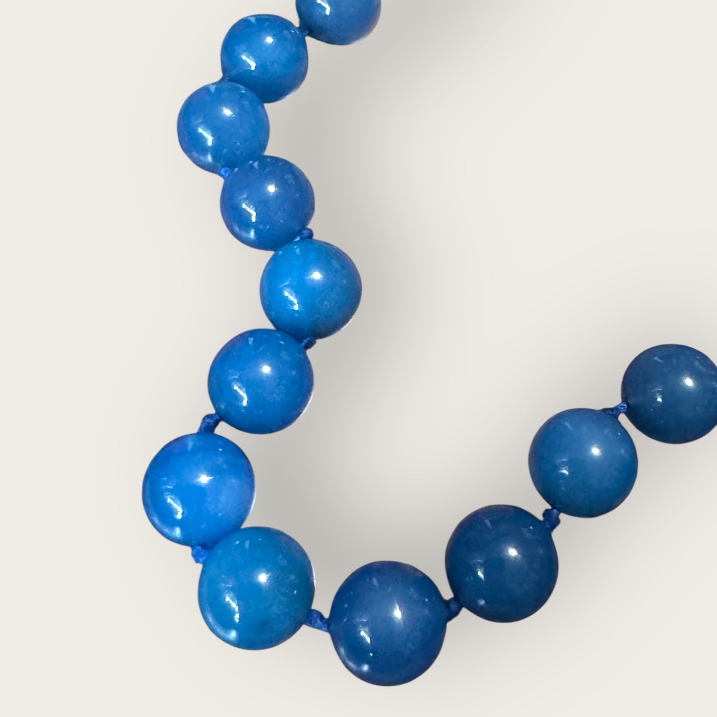 Vintage Cal Sydney Necklace – 12.4mm Polished Beads, 26” Strand, 120g Statement Stone Jewelry