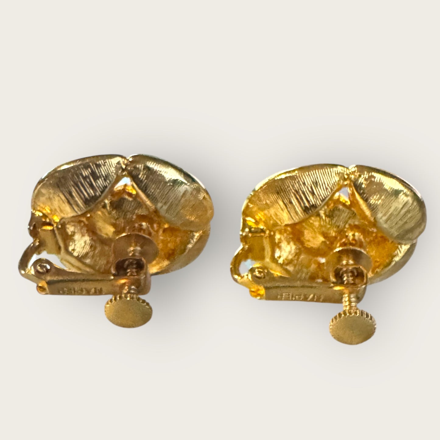 Vintage Napier Crystal & Black Onyx Glass Clip-On Screwback Earrings – Gold-Tone Statement Jewelry