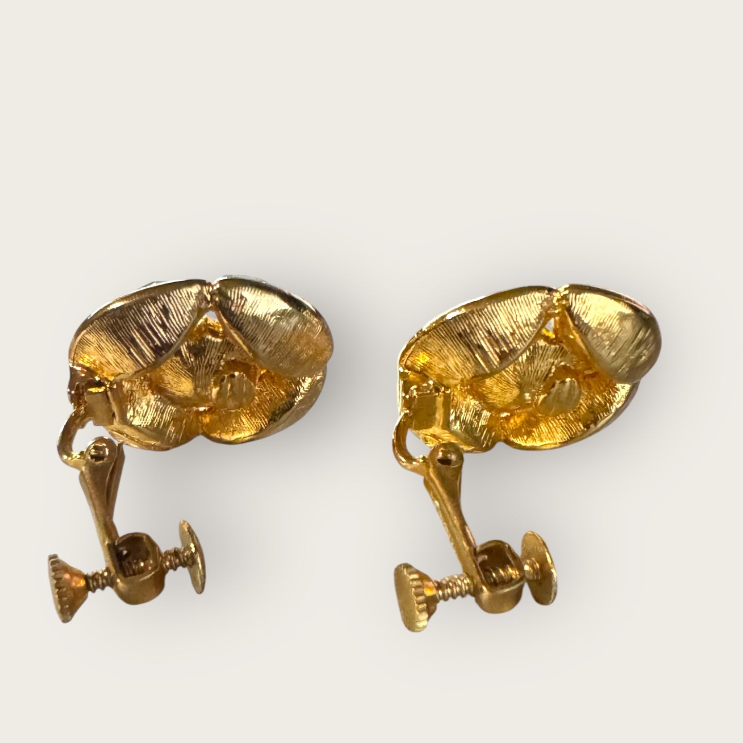 Vintage Napier Crystal & Black Onyx Glass Clip-On Screwback Earrings – Gold-Tone Statement Jewelry