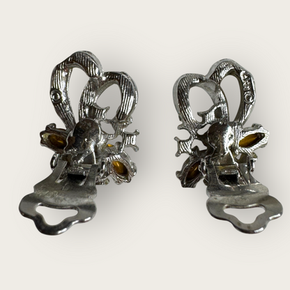 Vintage ART Rhinestone Ribbon Clip-On Earrings – Arthur Pepper Signed, 1950s–1960s