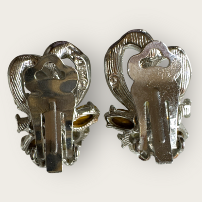 Vintage ART Rhinestone Ribbon Clip-On Earrings – Arthur Pepper Signed, 1950s–1960s