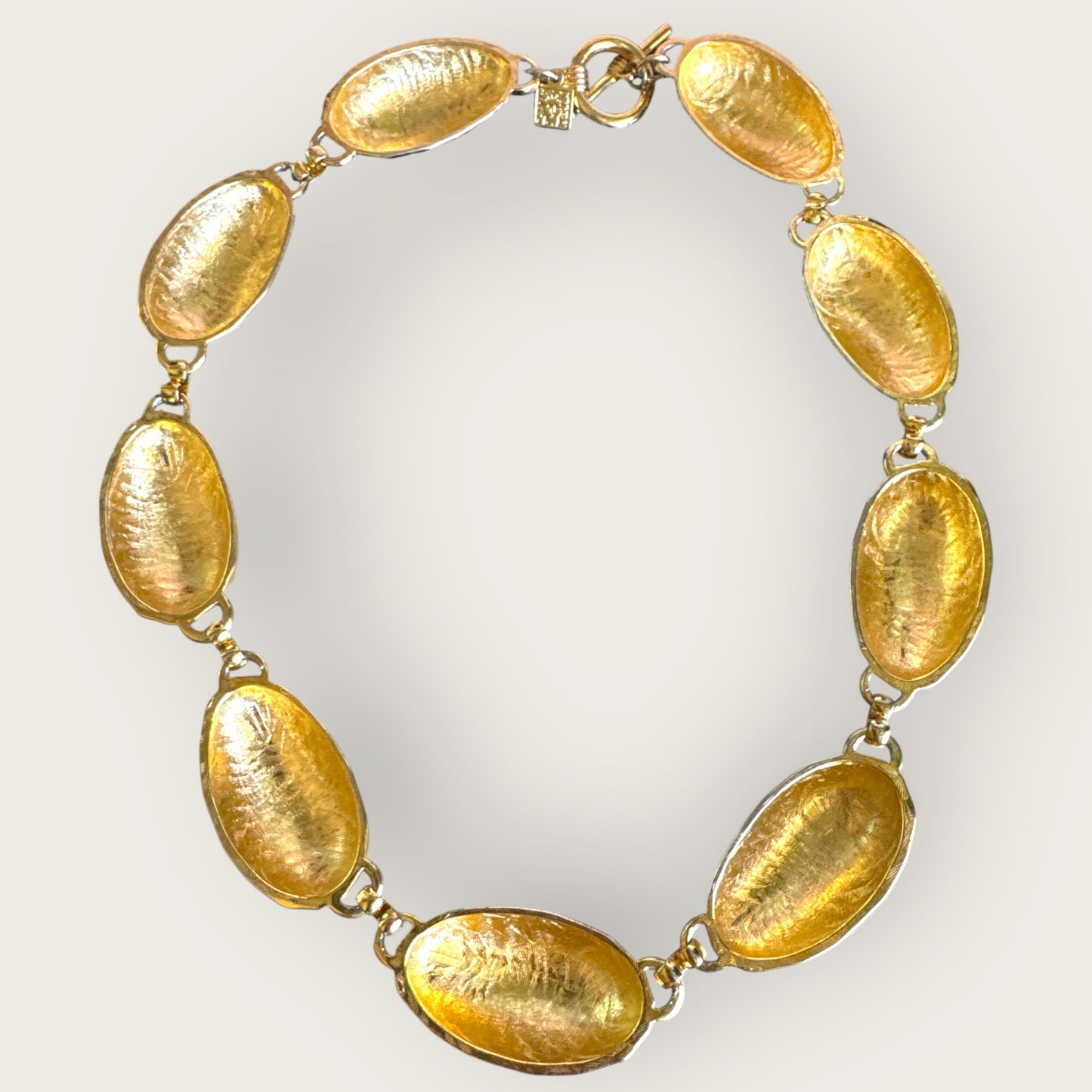 Vintage Anne Klein Chunky Gold Tone Faceted Panel Runway Necklace