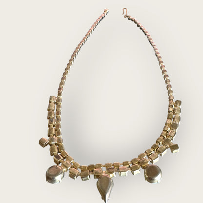 Mid-Century Aurora Borealis Rhinestone Bridal Choker Necklace – 1950s Statement Jewelry