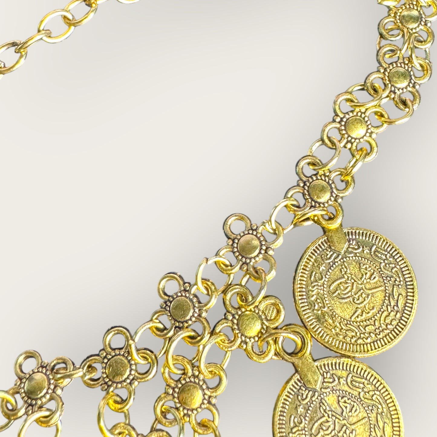 Vintage Gold Coin Bib Necklace – 1970s–1980s Runway Statement