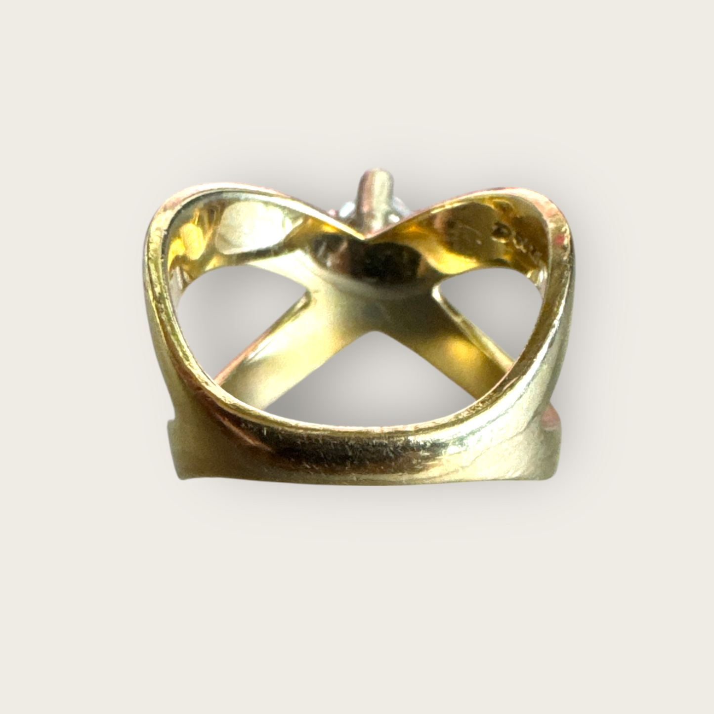 Vintage 14K Gold Heart-Cut Statement Ring – Size 6 – Modernist Bypass Design