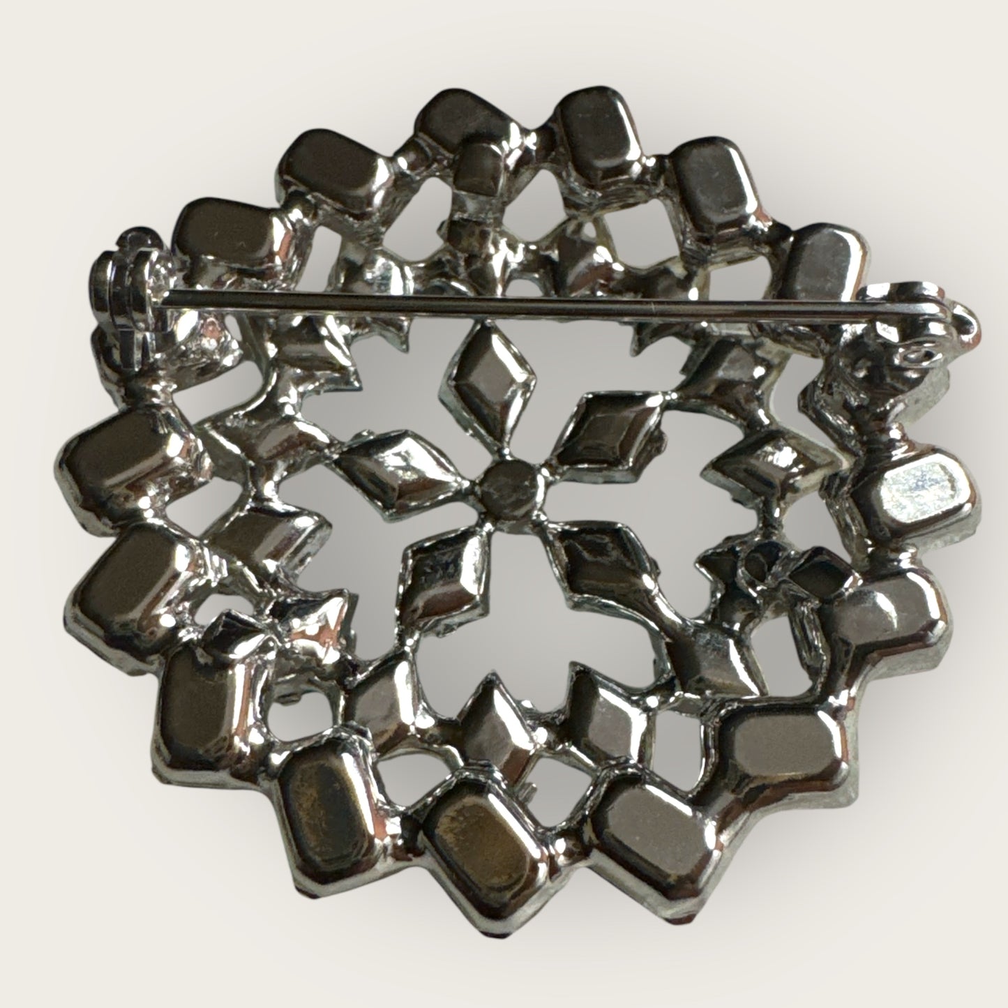 Vintage Ice Blue & Clear Rhinestone Snowflake Starburst Brooch – Mid-Century Statement Jewelry